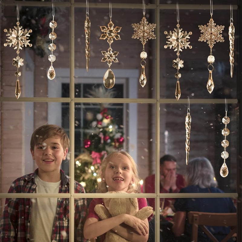 🎅🎄Winter New Year Party Supplies Set - Crystal Snowflake Ornaments For Christmas Tree