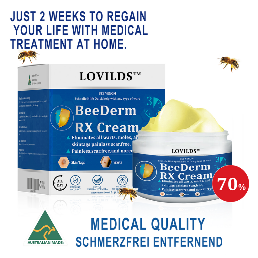 👩‍⚕️LOVILDS™ BeeDerm RX Cream, Painless, easy and gentle fix for warts, skin tags, lumps, infections, cysts and scars🎁