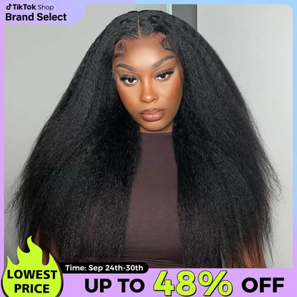 Kinky Straight Hair Wear Wigs 180% 250% Density 7x5 Pre CutHD Lace Closure Wigs Pre Plucked NaturalHairline