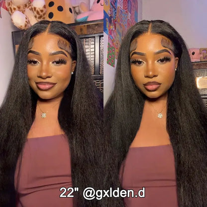 Kinky Straight Hair Wear Wigs 180% 250% Density 7x5 Pre CutHD Lace Closure Wigs Pre Plucked NaturalHairline