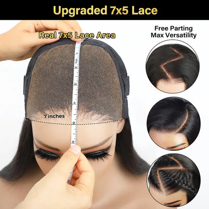 Kinky Straight Hair Wear Wigs 180% 250% Density 7x5 Pre CutHD Lace Closure Wigs Pre Plucked NaturalHairline