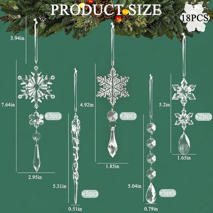 🎅🎄Winter New Year Party Supplies Set - Crystal Snowflake Ornaments For Christmas Tree