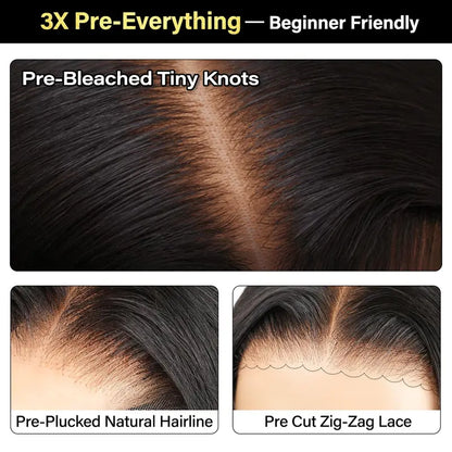 Kinky Straight Hair Wear Wigs 180% 250% Density 7x5 Pre CutHD Lace Closure Wigs Pre Plucked NaturalHairline