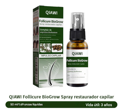 QIAWI Follicure BioGrow Spray Restaurador Capilar (Reactiva tus raíces. Regenera tu cabello de forma natural. ✨ Recuperación del cabello clínicamente comprobada en 4 semanas ✨)